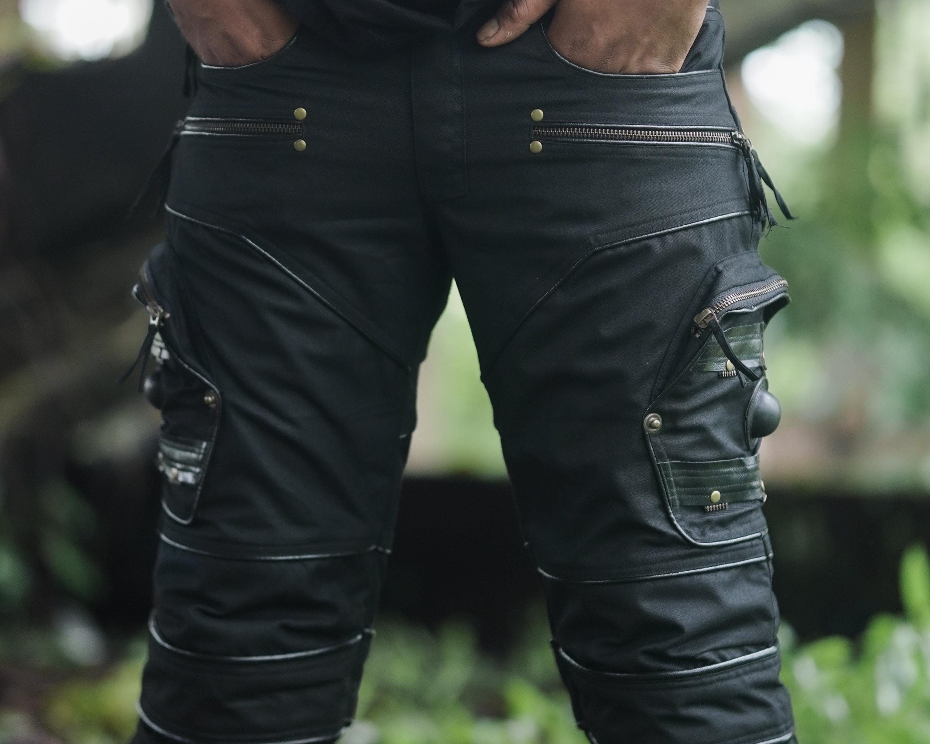 Men's Black Cotton Twill Cargo Trousers