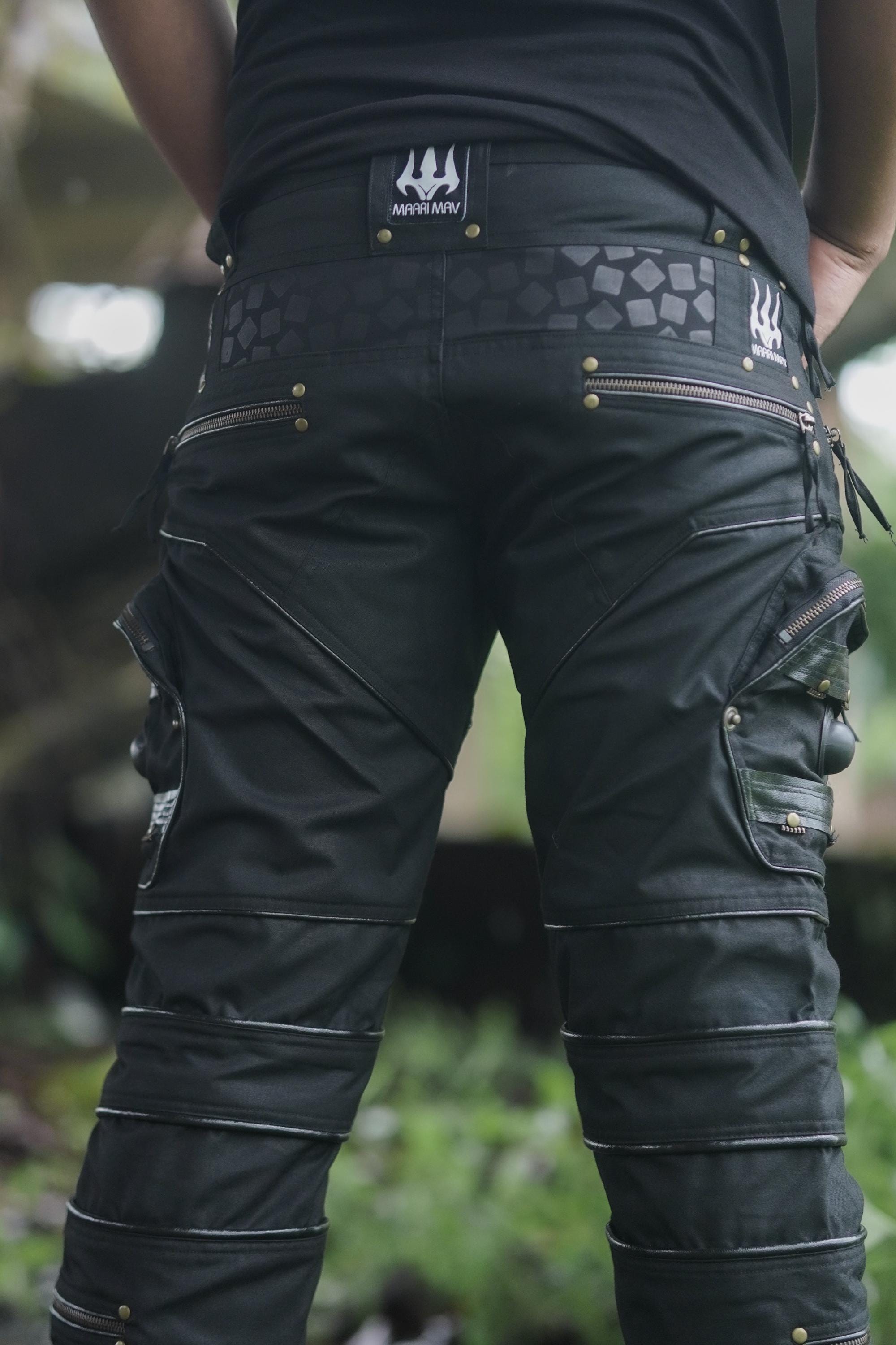 Men's Black Cotton Twill Cargo Trousers — view 4