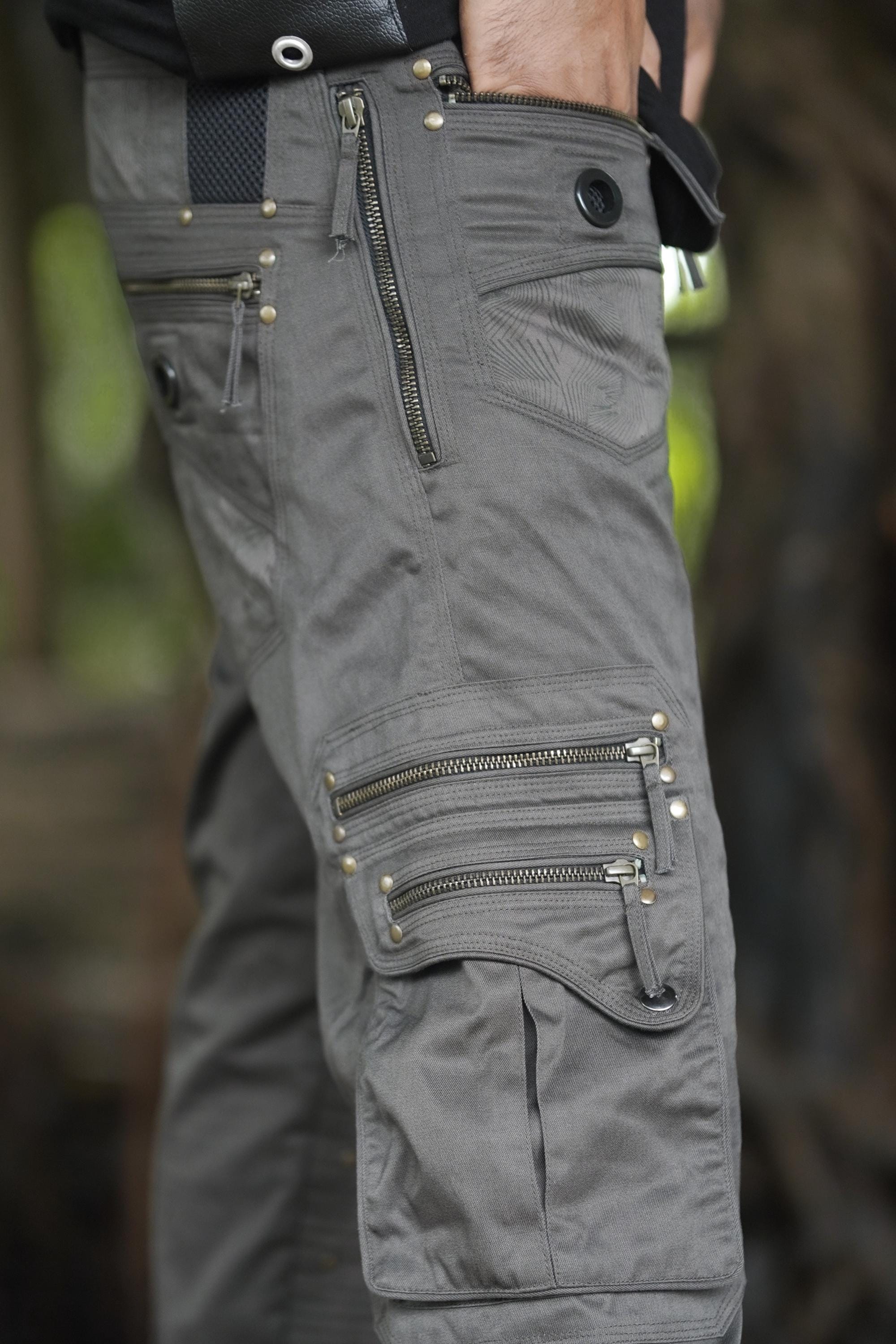 Men's Organic Cotton Grey Cargo Pants — view 3