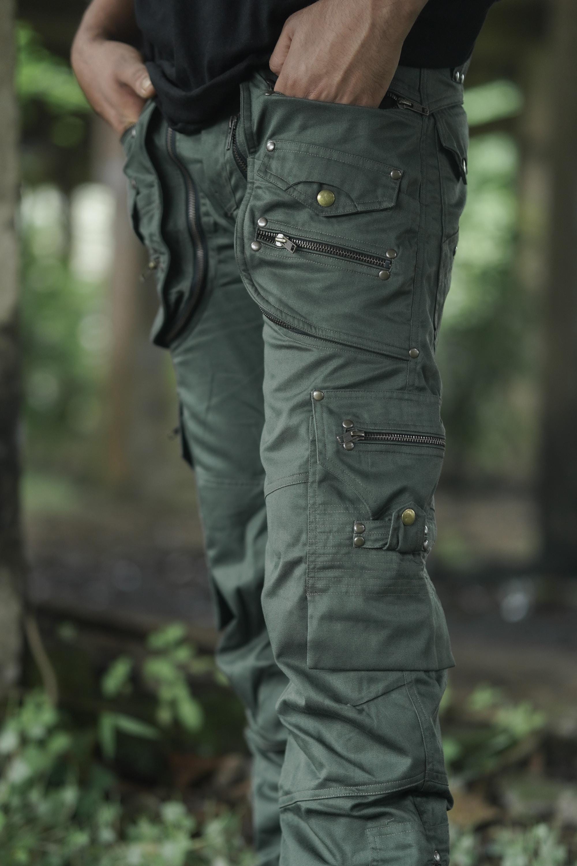 Olive Green Cotton Twill Cargo Pants, Hiking T — view 3