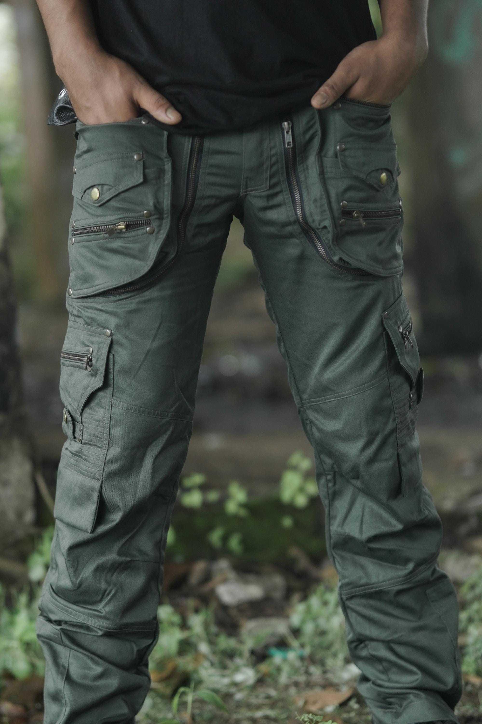 Olive Green Cotton Twill Cargo Pants, Hiking T — view 7