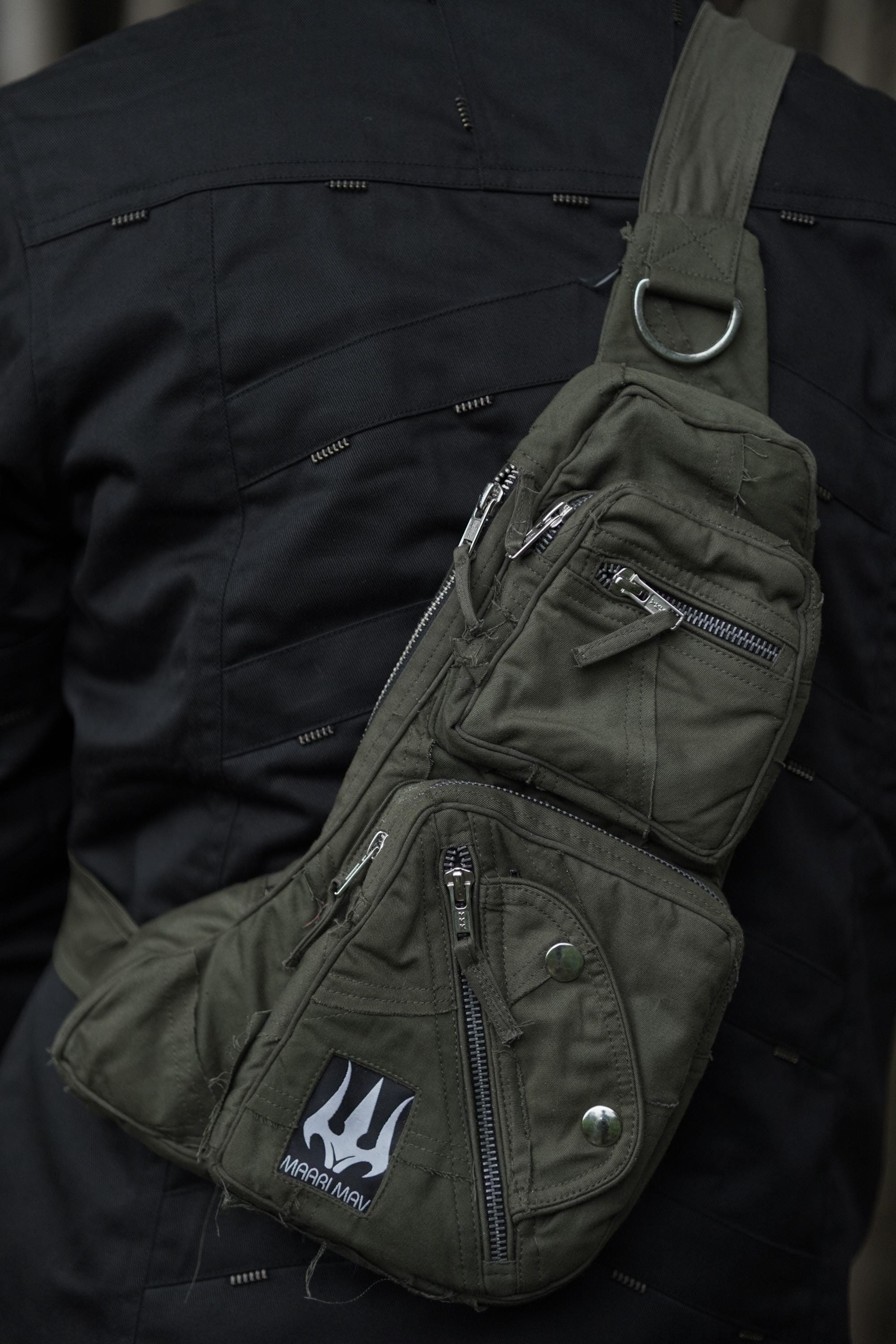 Olive Green Multi-Pocket Sling Bag — view 3