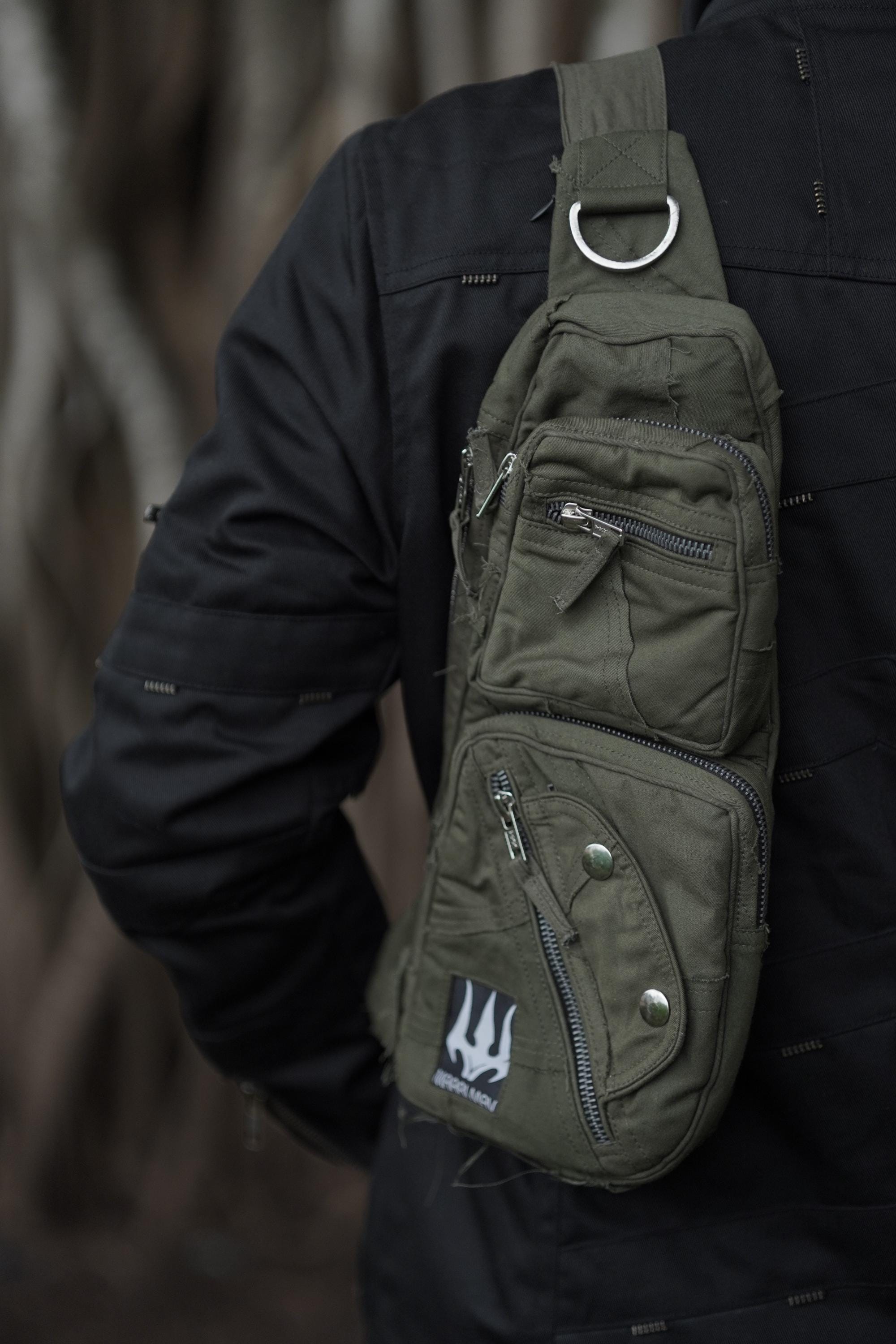 Olive Green Multi-Pocket Sling Bag — view 4