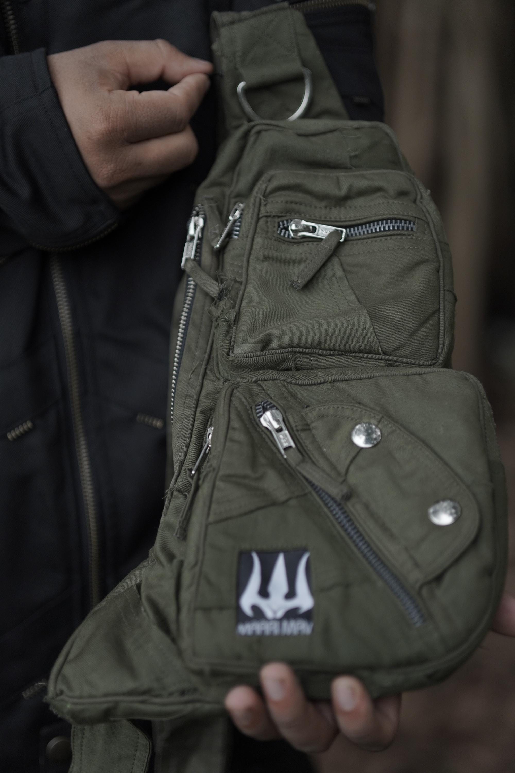 Olive Green Multi-Pocket Sling Bag — view 6
