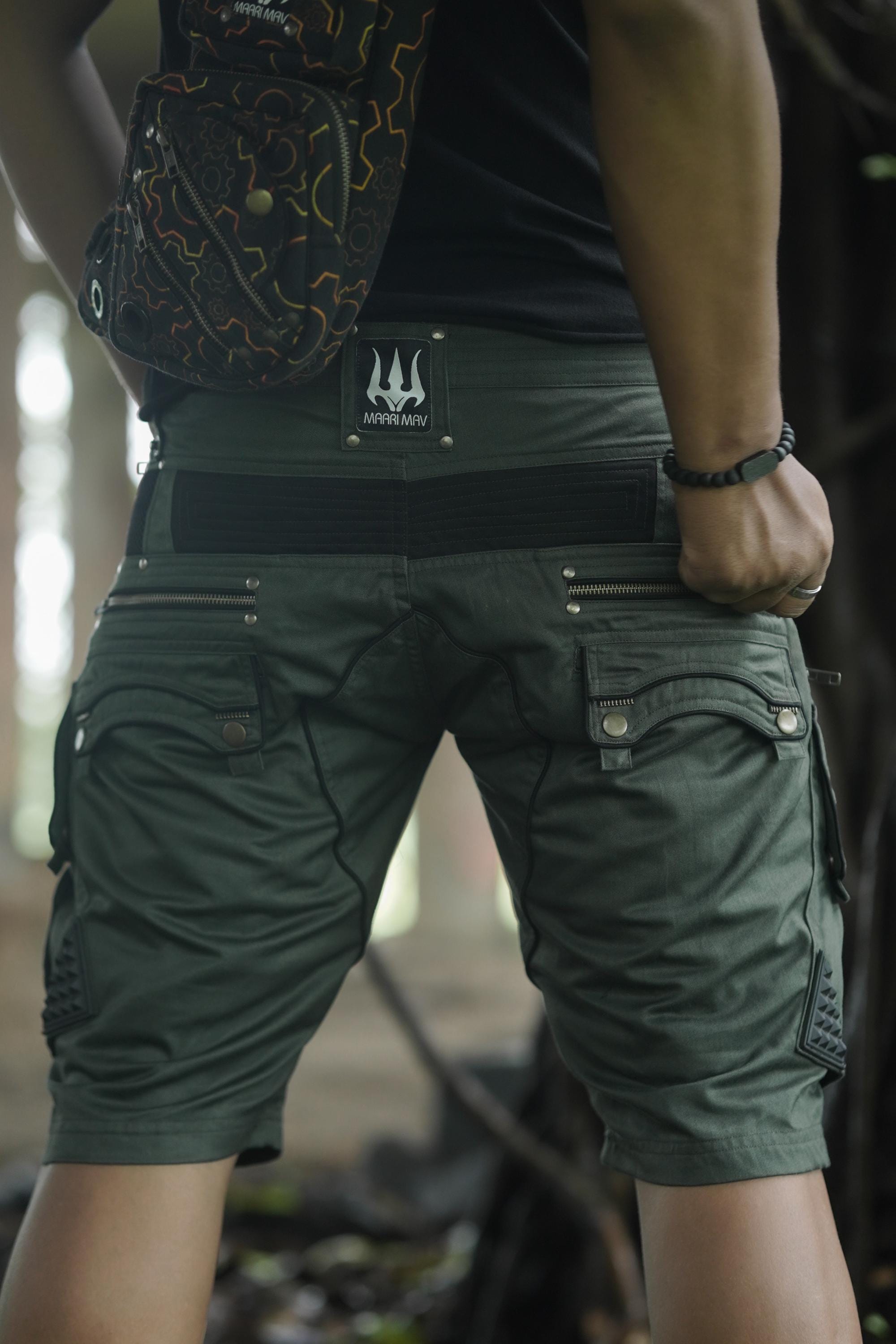 Men's Olive Cotton Twill Utility Shorts — view 4