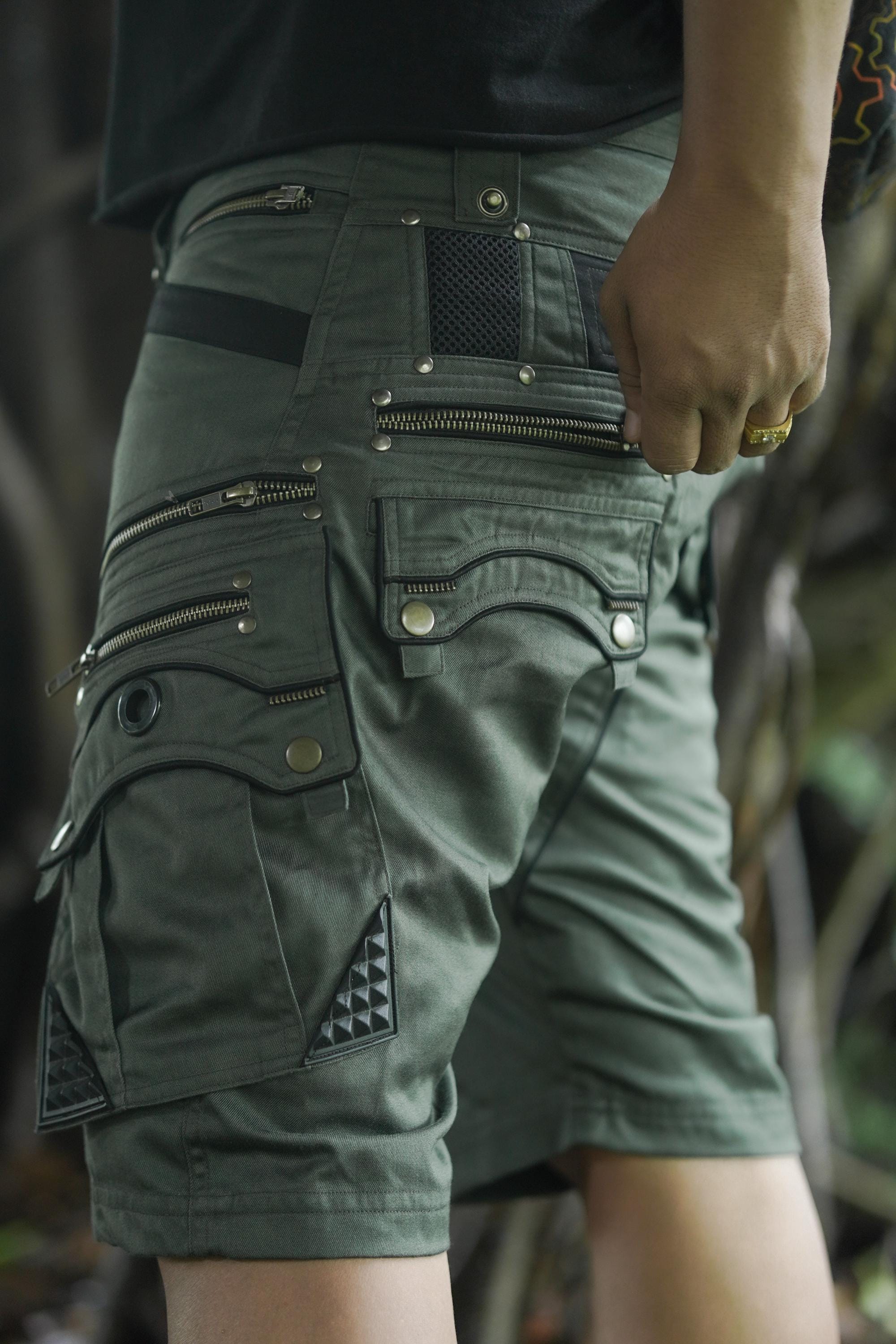 Men's Olive Cotton Twill Utility Shorts — view 5
